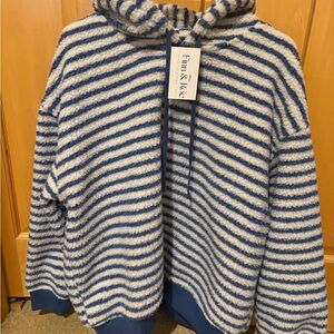Buttermelon Fully Lined Blue and White Striped Hoodie